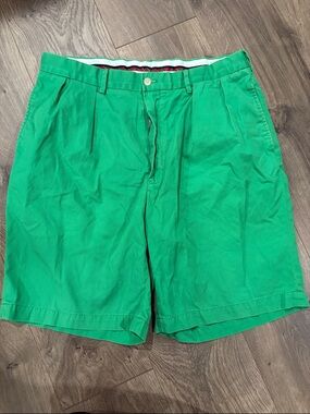 Men's Bright Green Flat Front Casual Shorts